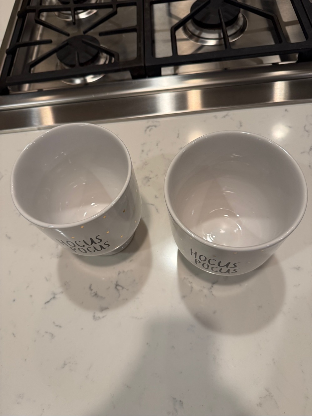 Hocus Pocus -  Fearful Phrases Planter Pot  Halloween White  Gold Ceramic - Picture 4 of 10